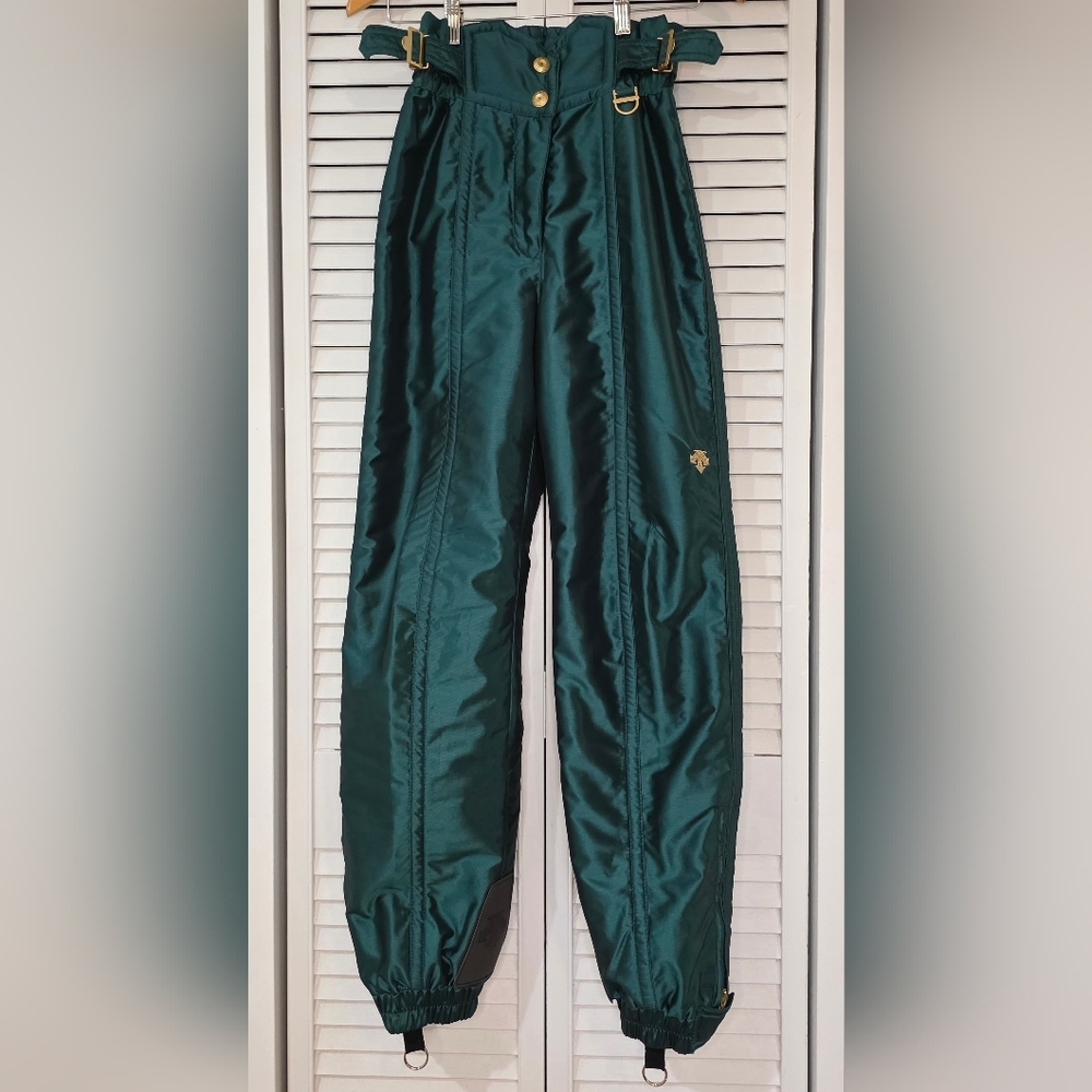 Descente Teal Ski Pants Golden Accents Size XS Weather Proof Perfect Condition
